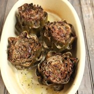 Alcachofas al horno con tocineta