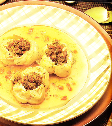 Alcachofas rellenas con jamón serrano