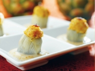 Alcachofas rellenas de huevas de erizos