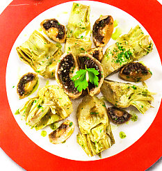 Alcachofas salteadas con champiñones