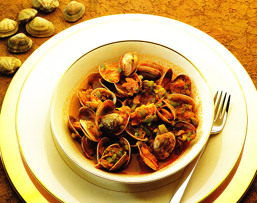 Almejas en sofrito de pimientos