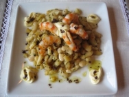 Alubias con gambas