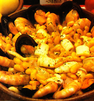 Alubias con marisco