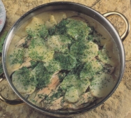 Anchoas en filetes con patatas y berenjenas