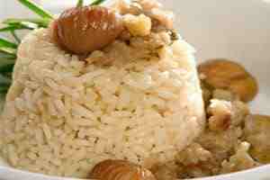 Arroz al sake con castañas