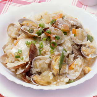 Arroz al vapor con almejas