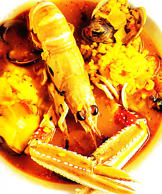 Arroz caldoso con rape y cigalas