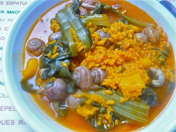 Arroz con acelgas y caracoles