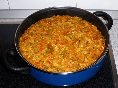 Arroz con bacalao y alcachofas