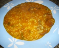 Arroz con butifarra en microondas