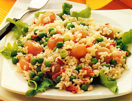 Arroz con cebollitas