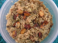 Arroz con champiñones y frutos secos