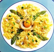 Arroz con espárragos y champiñones