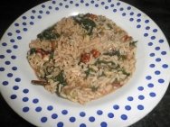 Arroz con espinacas y ajos tiernos
