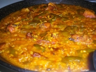 Arroz con judías verdes y costilla ibérica