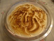Arroz con leche asado con merengue de mango