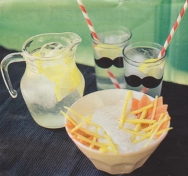 Arroz con leche de coco, piña y papaya