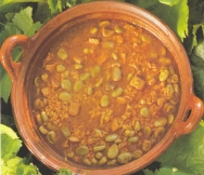 Arroz con magro de cerdo y habas