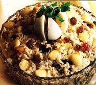 Arroz con pasas de Corinto y jamón