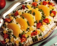 Arroz con piña y guisantes