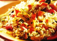 Arroz con tomates secos y huevas de atún