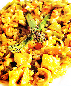 Arroz con verduras y bacalao