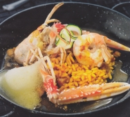 Arroz de sepia, cigala, calabacín al aire de azafrán