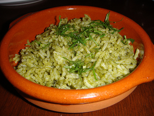 Arroz en salsa verde