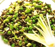 Arroz integral, con habitas y guisantes