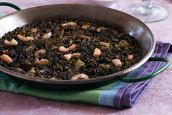 Arroz negro con gambas y sepia
