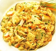 Arroz pilaf con cangrejo y setas