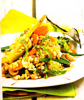 Arroz vegetal con salsa de soja