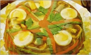 Aspic de pollo y espárragos