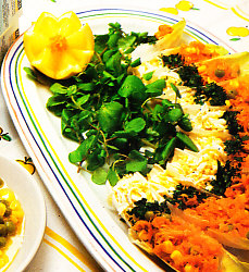 Atún claro con maíz en ensalada de endibias y berros