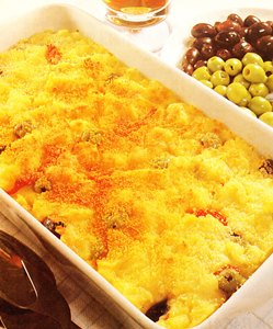 Bacalao al gratín con aceitunas