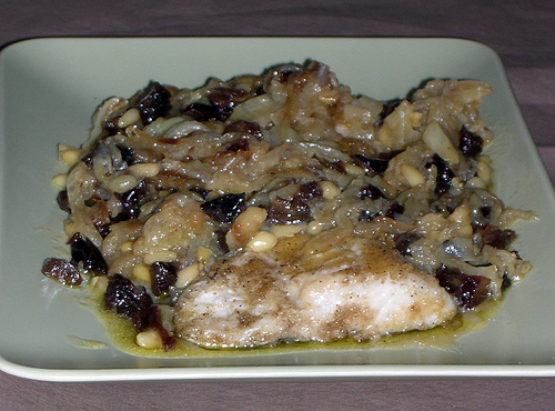 Bacalao con compota de cebolla