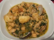 Bacalao con garbanzos y almejas en thermomix