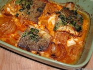 Bacalao con manzanas al horno