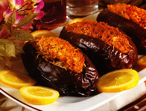 Berenjenas rellenas con arroz integral