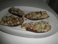 Berenjenas rellenas de arroz y champiñones