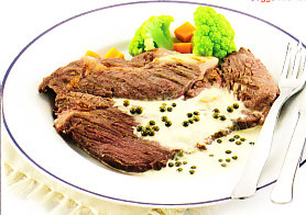 Bistec a la pimienta verde