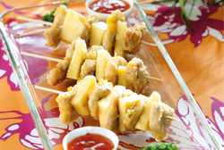 Brochetas de cerdo agridulce