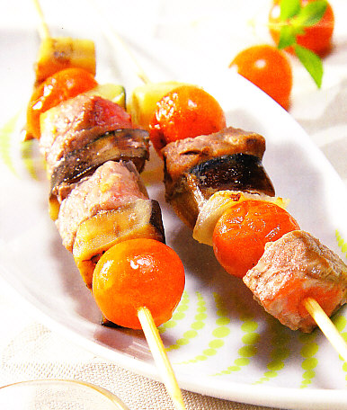 Brochetas de ternera asada