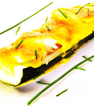Calabacín relleno con bacalao