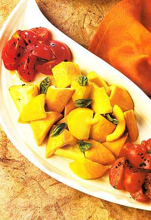 Calabacines amarillos a la albahaca