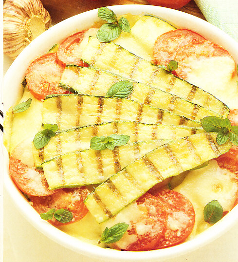 Calabacines con queso y menta