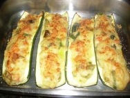 Calabacines rellenos de gambas