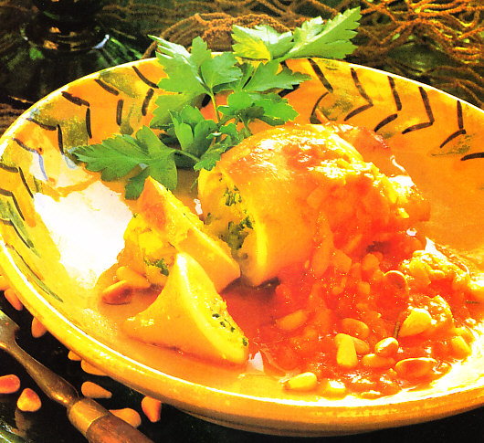 Calamares rellenos al estilo griego