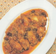 Calamares rellenos de pasas y piñones