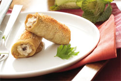 Canelones de berenjena rellenos de pavo y colmenillas
